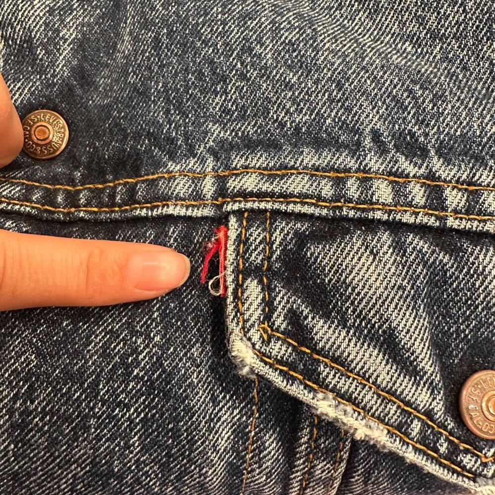 Vintage 80's Levi's 527 Trucker Sherpa Lined Denim Jacket Size Small Made In USA - Picture 7 of 13